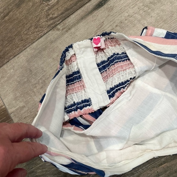 Buddy Love Womens Top Niki Striped Blue Pink White Small Strapless $59 bandeau - Picture 3 of 6